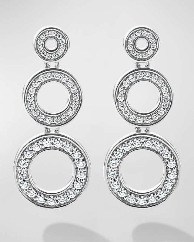 Caviar Spark Diamond Graduated 3-Circle Drop Earrings