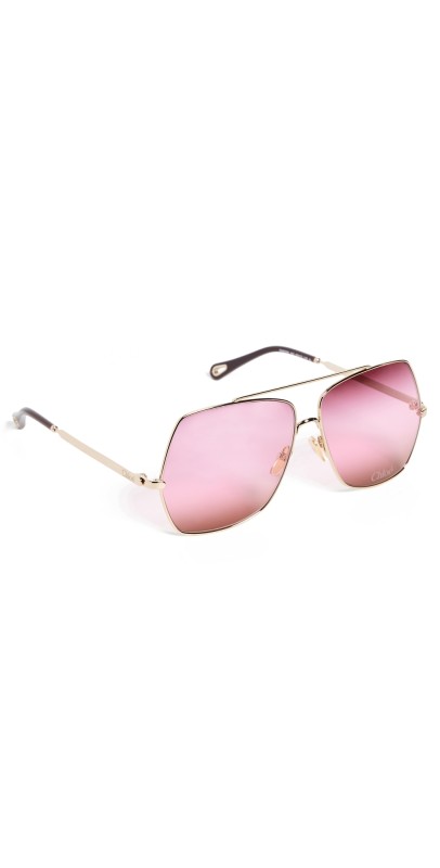 Chloé Aly Fashion Show Sunglasses Gold/Gold/Red