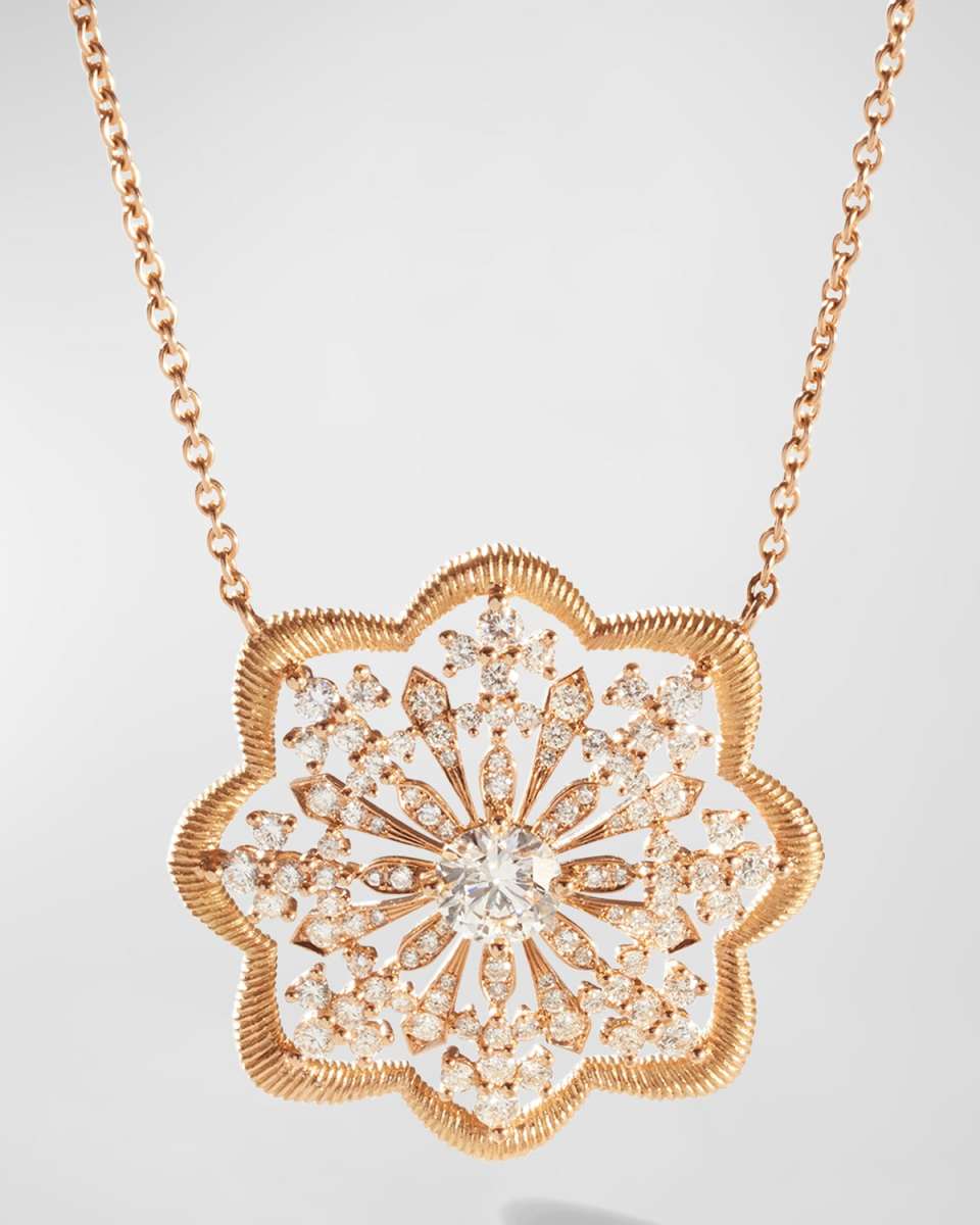 Lace Flower 18K Recycled Yellow Gold and Lab Grown Diamond Medallion Necklace