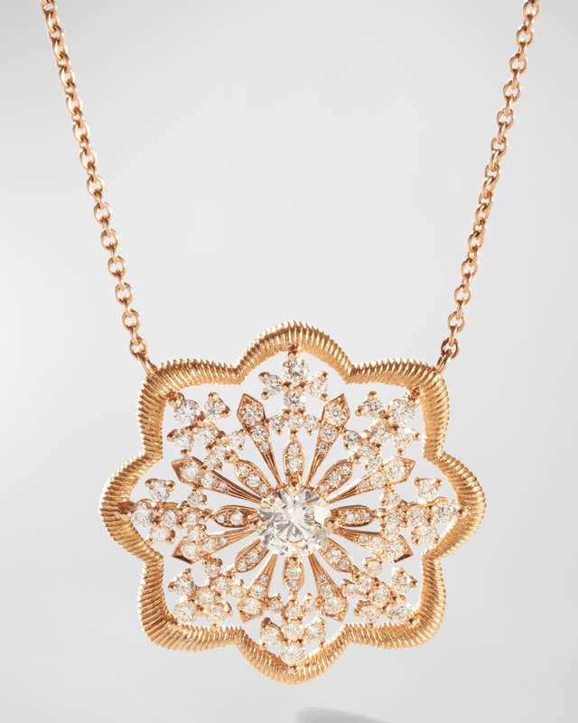 Lace Flower 18K Recycled Yellow Gold and Lab Grown Diamond Medallion Necklace