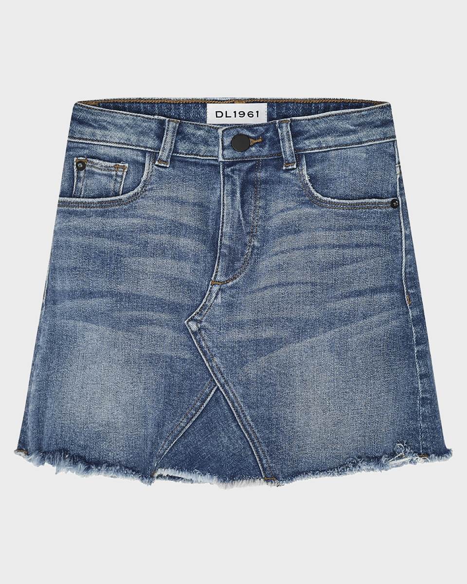 Girls' Jenny Raw-Edge Denim Mini Skirt, Size 7-16