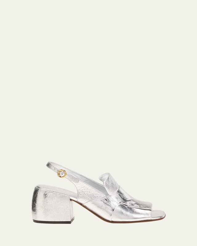 Metallic Crinkle Slingback Sandals