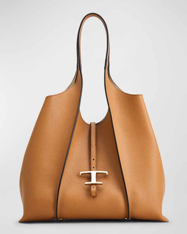 Medium Leather T Timeless Tote Shopping Bag