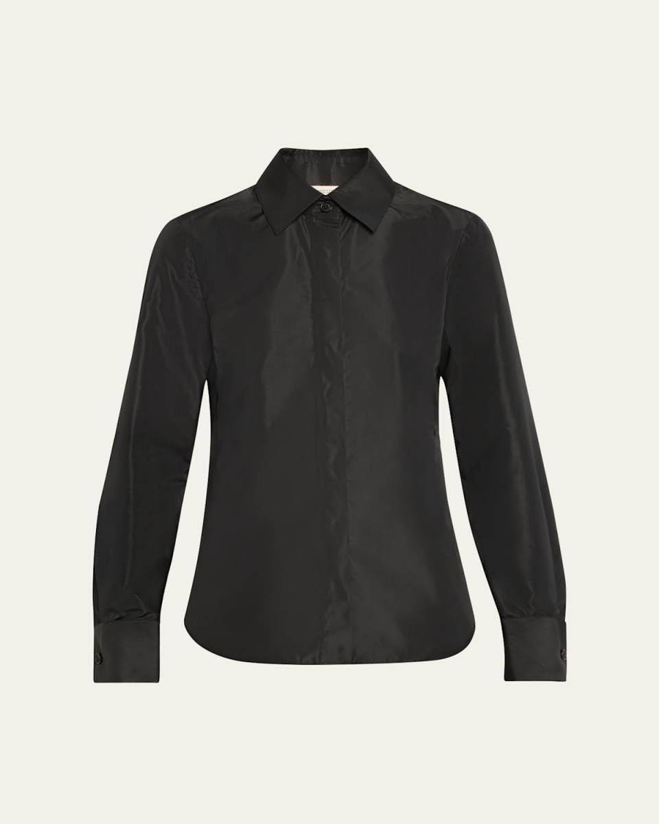 Button-Down Recycled Taffeta Blouse