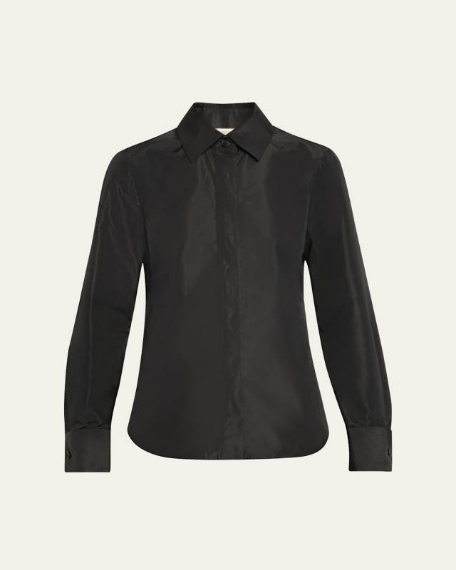 Button-Down Recycled Taffeta Blouse