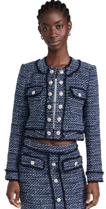 Generation Love Viv Tweed Jacket Navy Melange