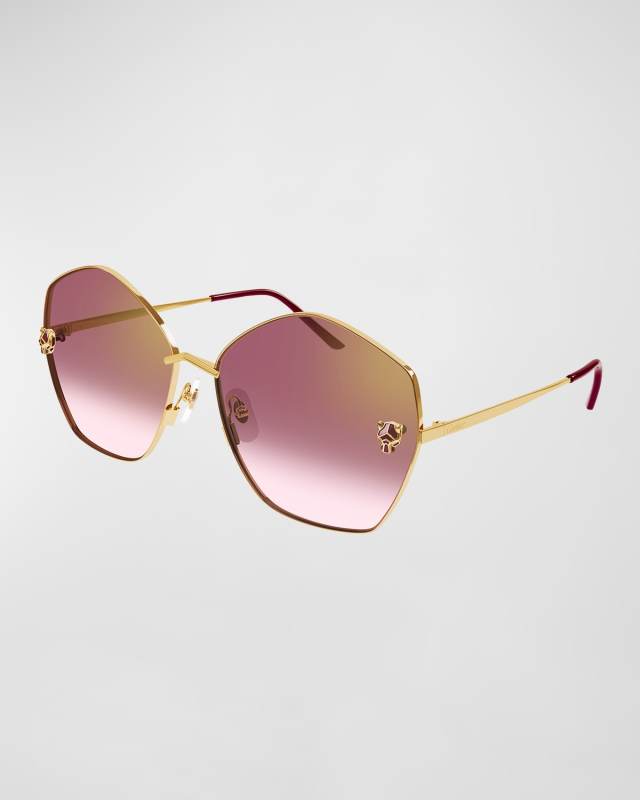 Panther Rounded Geometric Metal Sunglasses