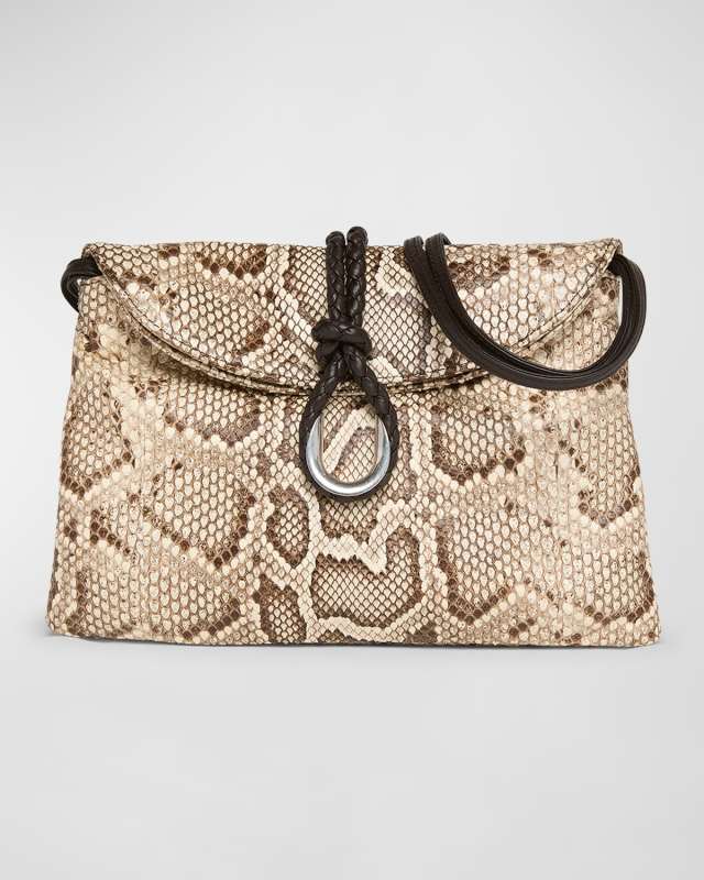 Small Liberta Double Flap Python Crossbody Bag