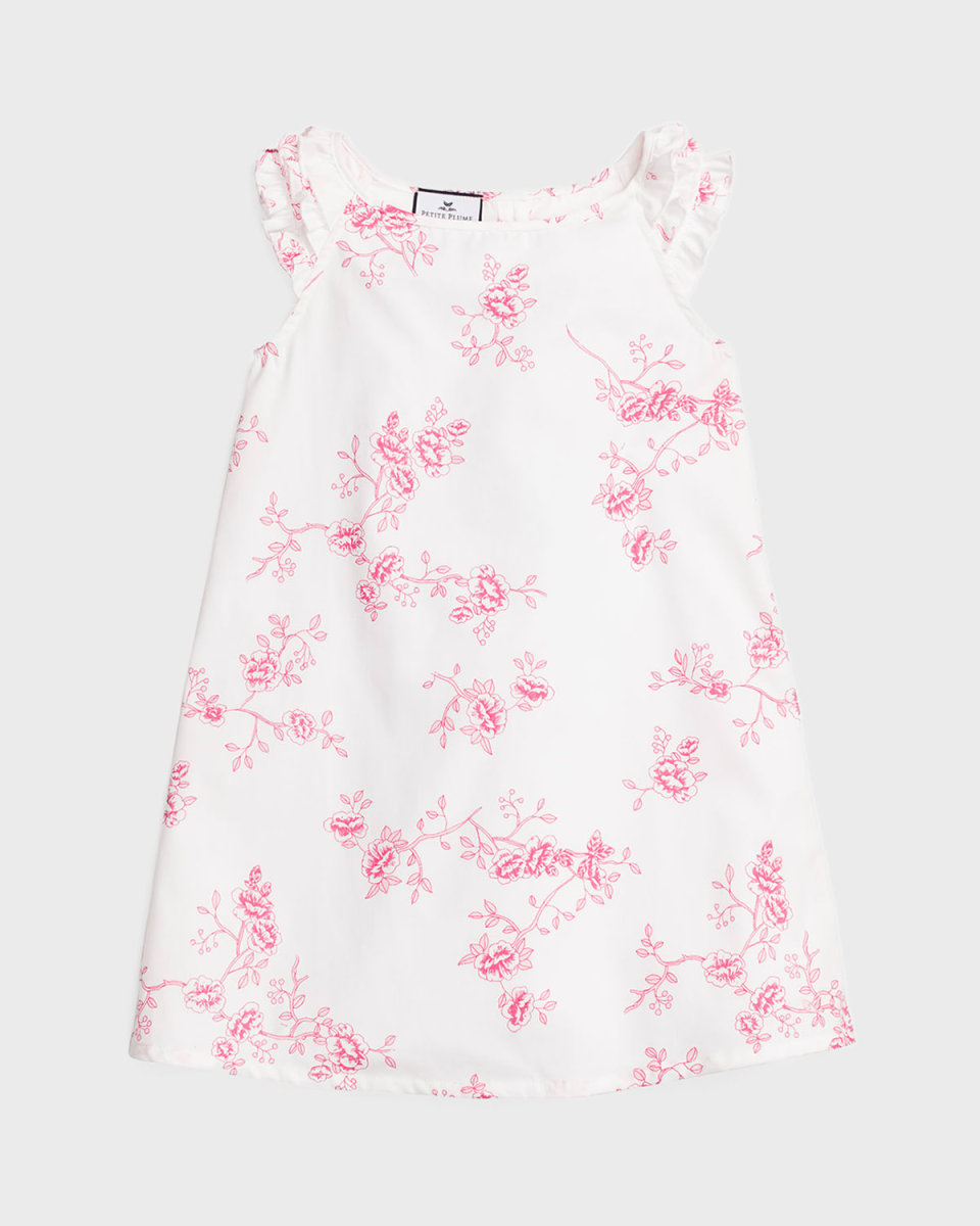 Girl's Amelia English Rose Ruffle Nightgown, Size 6M-14