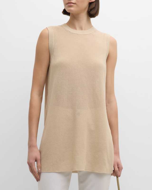 Ribbed Sleeveless Cotton Tunic