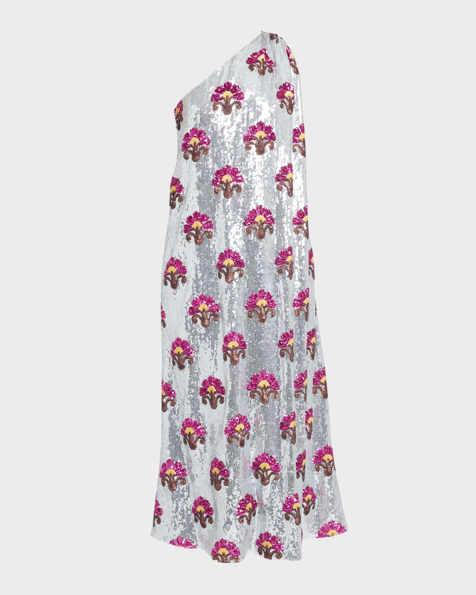 Roy One-Shoulder Sequin Midi Dress