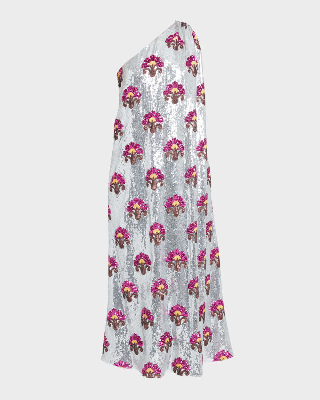 Roy One-Shoulder Sequin Midi Dress