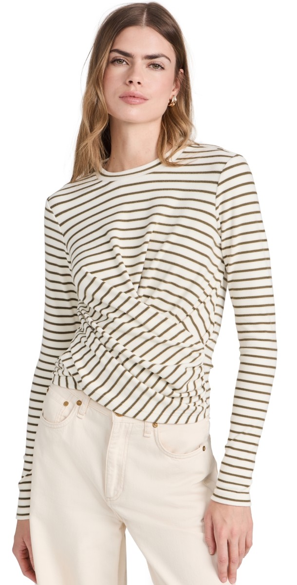 Joe's Jeans The Greta Top Ecru/Olive Stripe