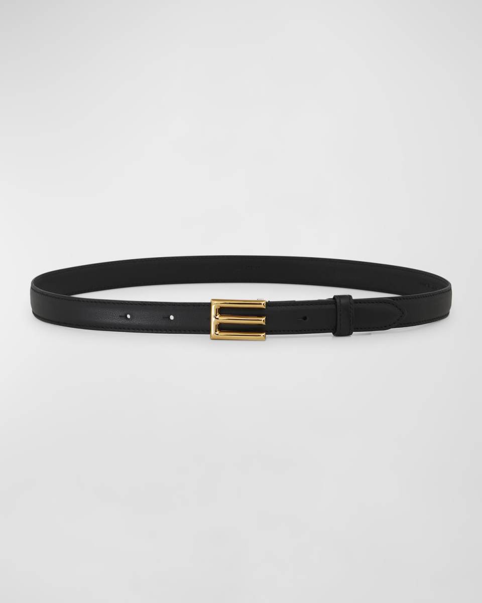 Monogram Buckle Leather Belt