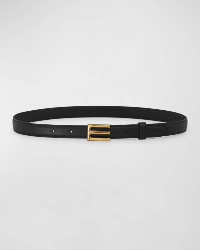 Monogram Buckle Leather Belt