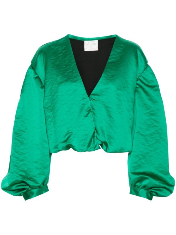 satin cropped blouse