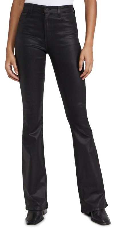 L'AGENCE Marty Ultra High Rise Flare Jeans Noir Coated
