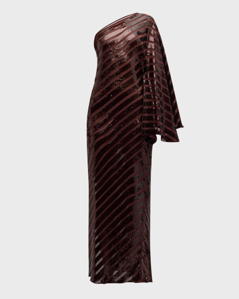 Nanyehi Sequined Mesh One-Shoulder Gown