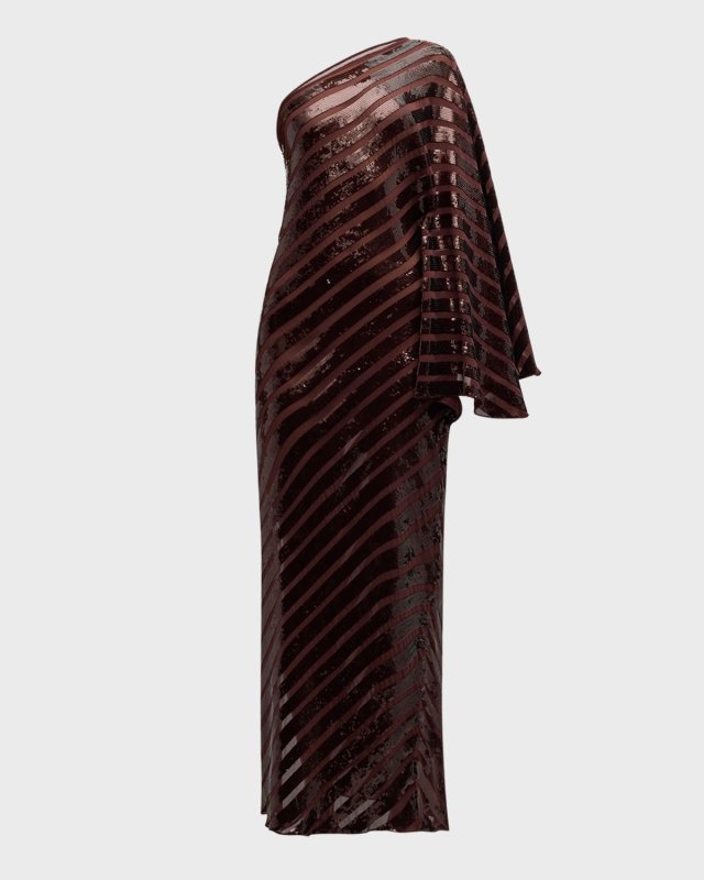 Nanyehi Sequined Mesh One-Shoulder Gown