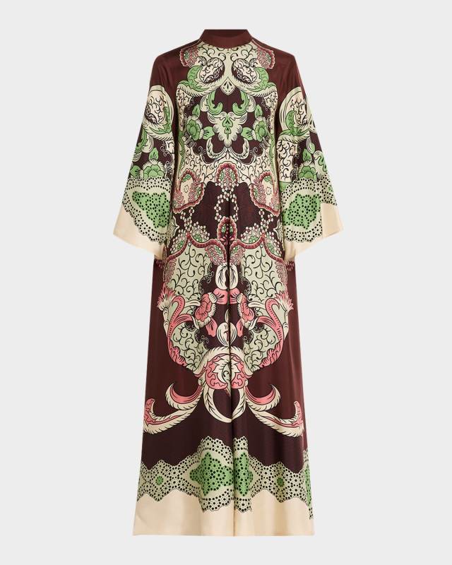 Magnifico Neck-Sash Portal Placee Silk Dress