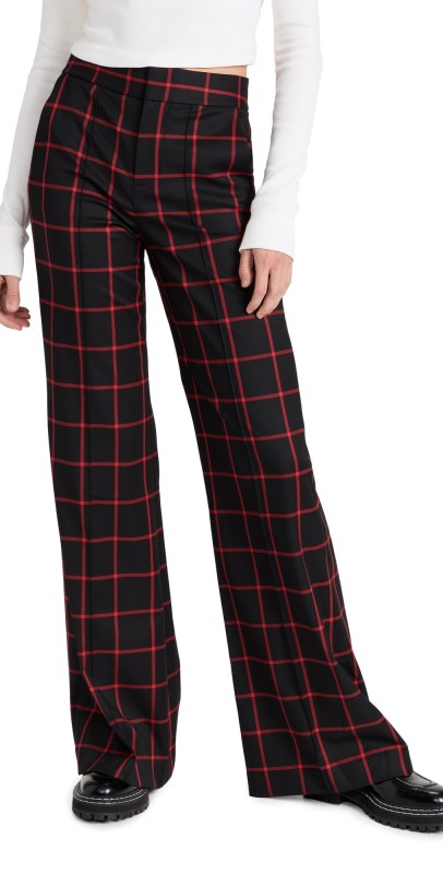 alice + olivia Dylan Wide Leg Pants Black/Perfect Ruby