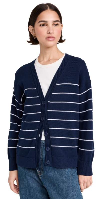 525 Sarah Relax Stripe Cardigan Dark Blue Multi