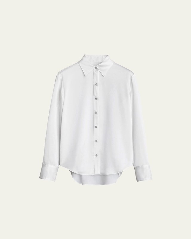 Antonia Satin Snap-Front Shirt