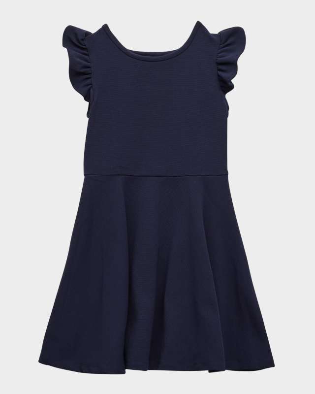 Girl's Ruffle Trim Knit Dress, Size 7-