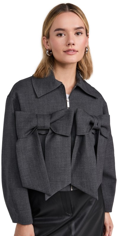 MEIMEIJ Cropped Jacket with Bows Anthracite Melange