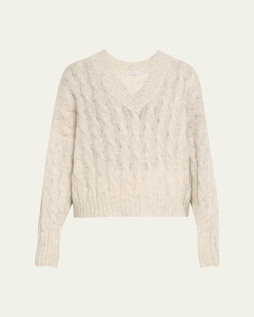 Mohair Wool Cable-Knit Sweat