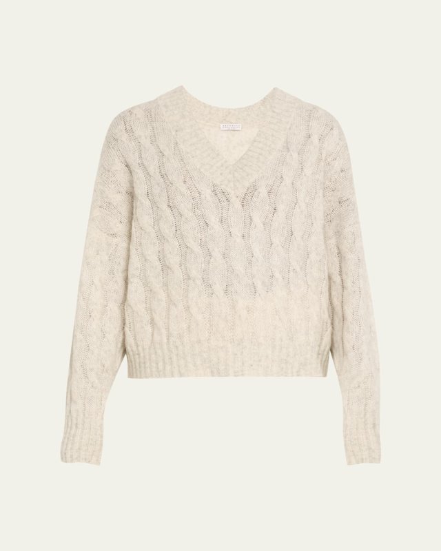 Mohair Wool Cable-Knit Sweat