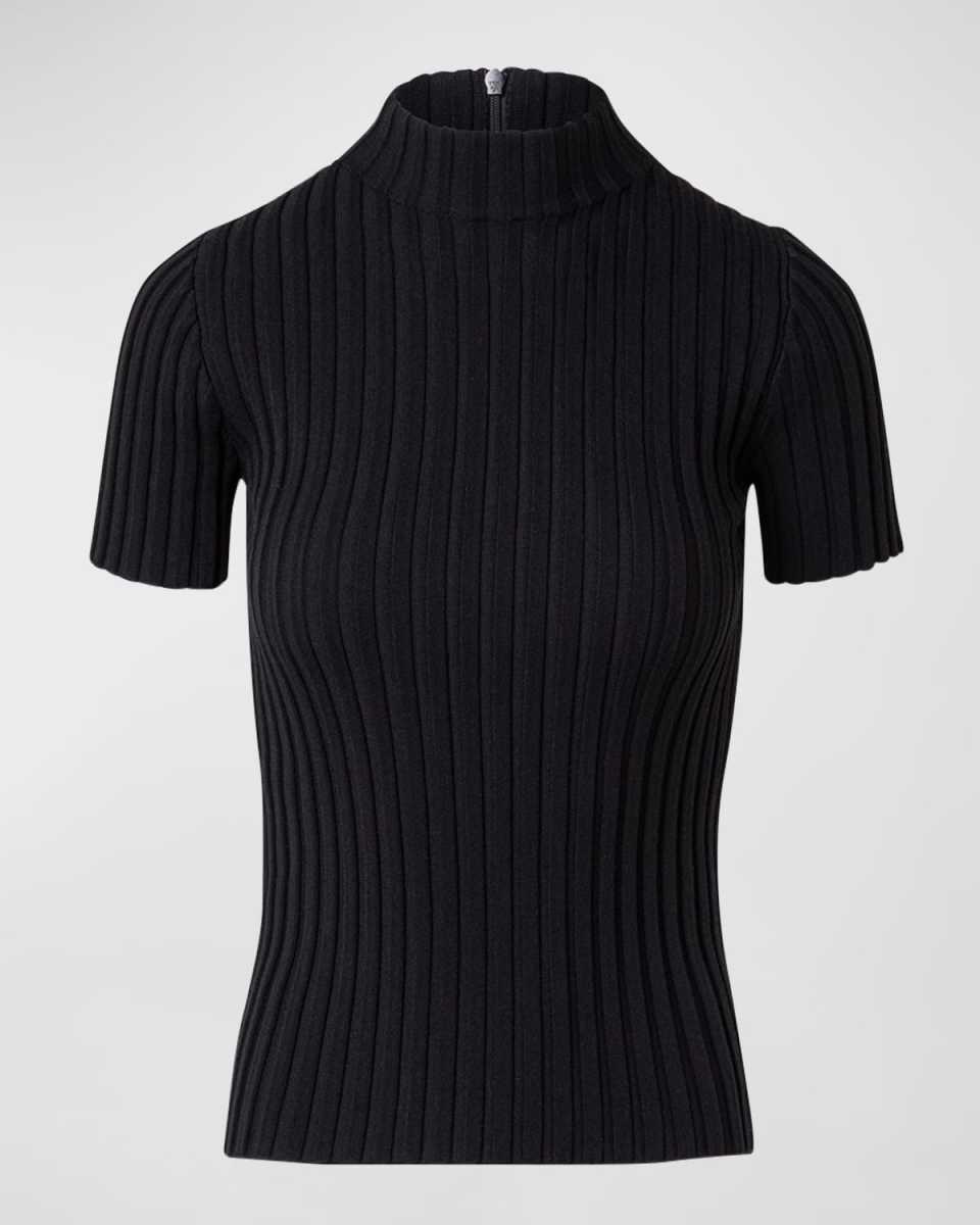Merino Wool Ribbed Knit Top