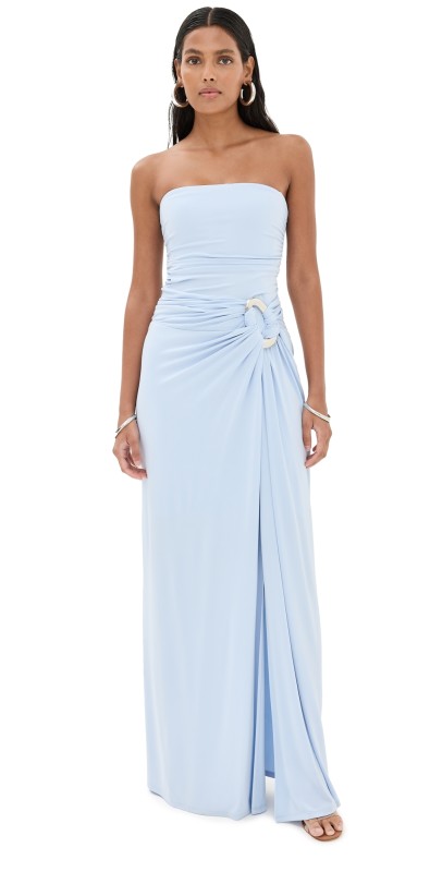 SIMKHAI Emma Sleeveless Bustier Gown Blue Haze