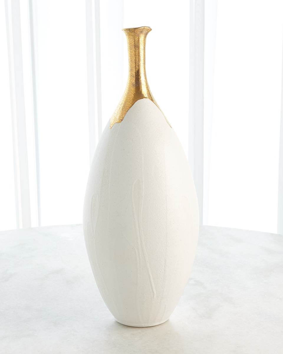 Dipped Golden Crackle 24.3" Slender Vase
