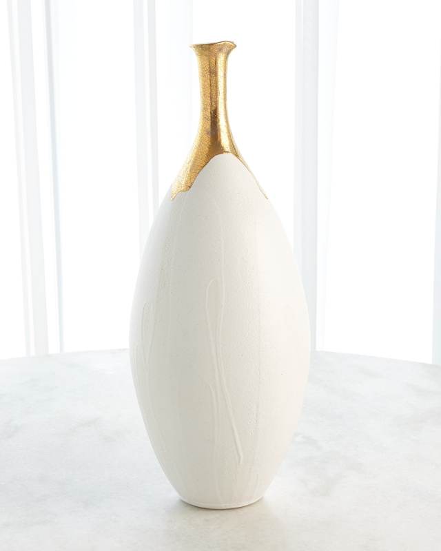 Dipped Golden Crackle 24.3" Slender Vase