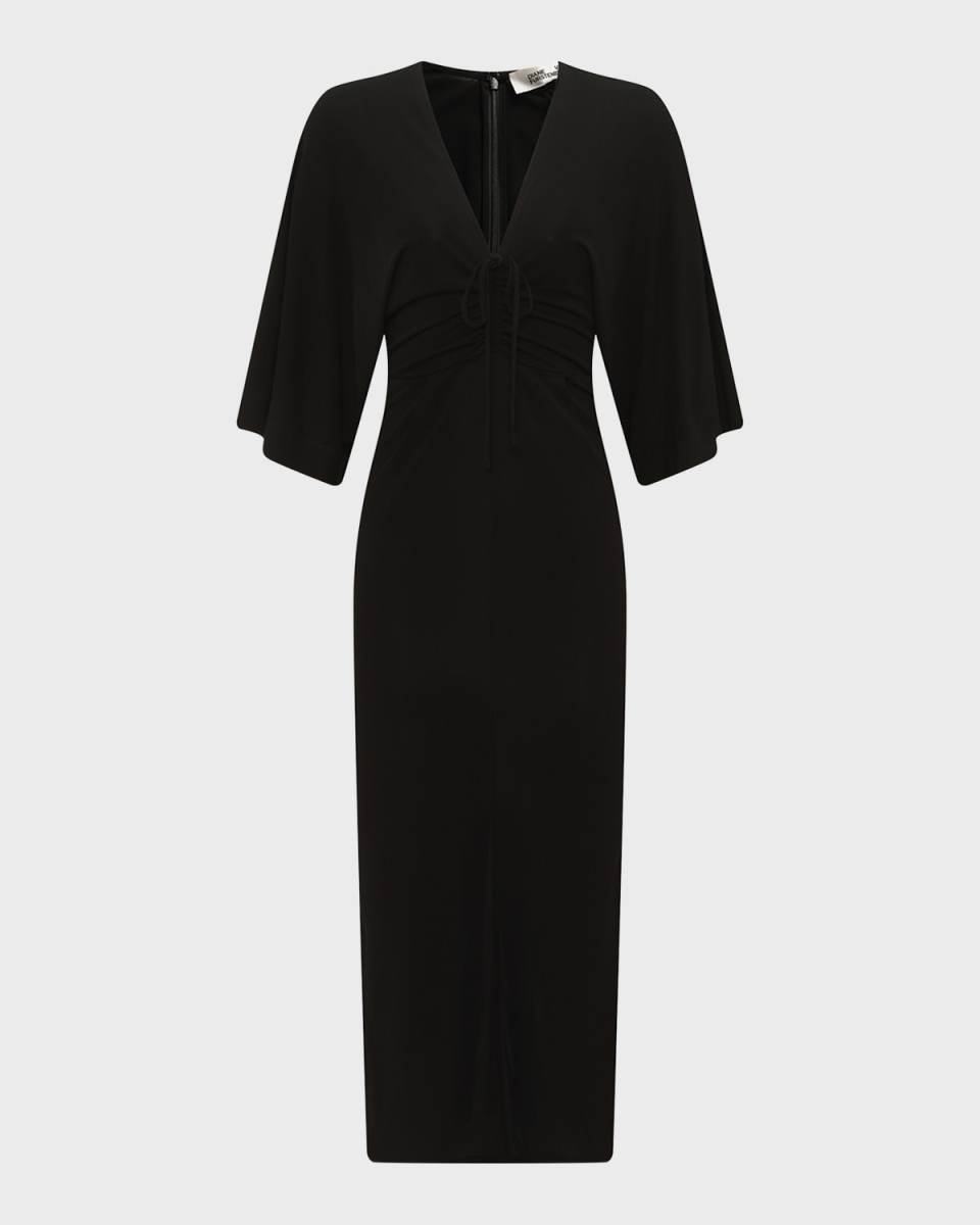 Valerie Ruched Bodycon Jersey Midi Dress
