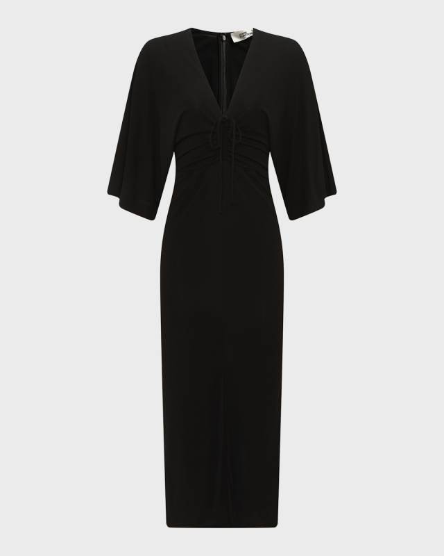 Valerie Ruched Bodycon Jersey Midi Dress