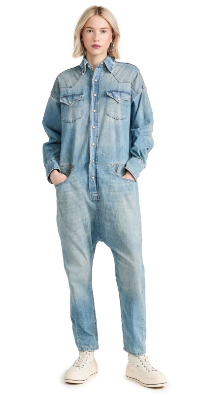 R13 Cowboy Drop Jumpsuit Dekalb Blue