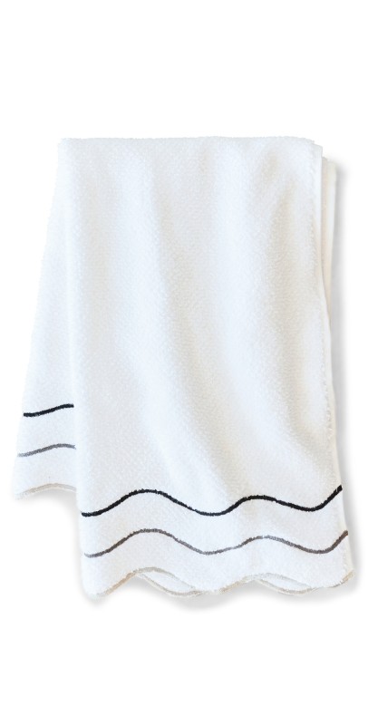 Kassatex Shopbop x Kassatex Scalloped Hand Towel Set of 2 White/Black