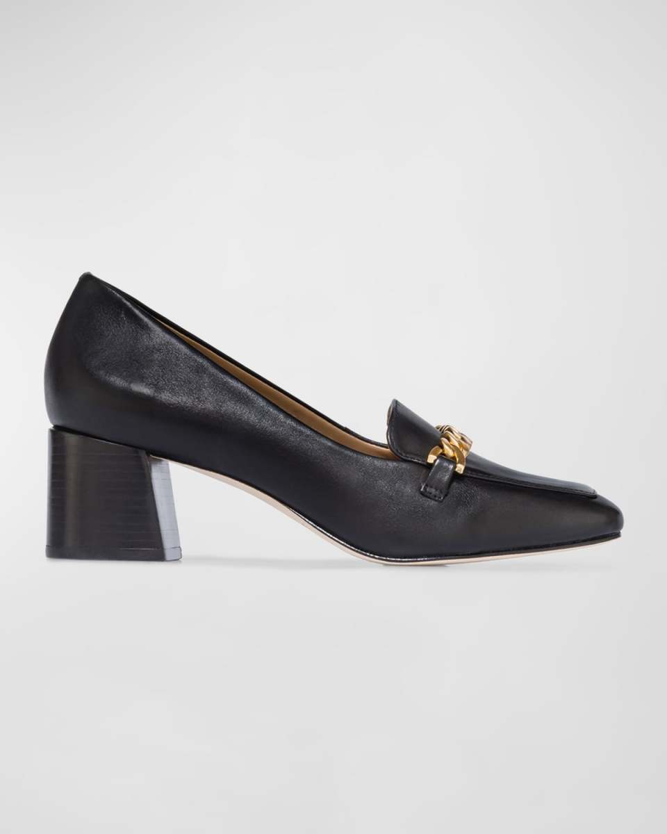 Avery Leather Chain Heeled Loafers