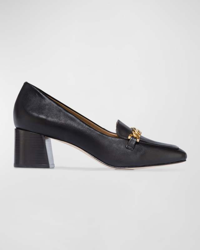 Avery Leather Chain Heeled Loafers