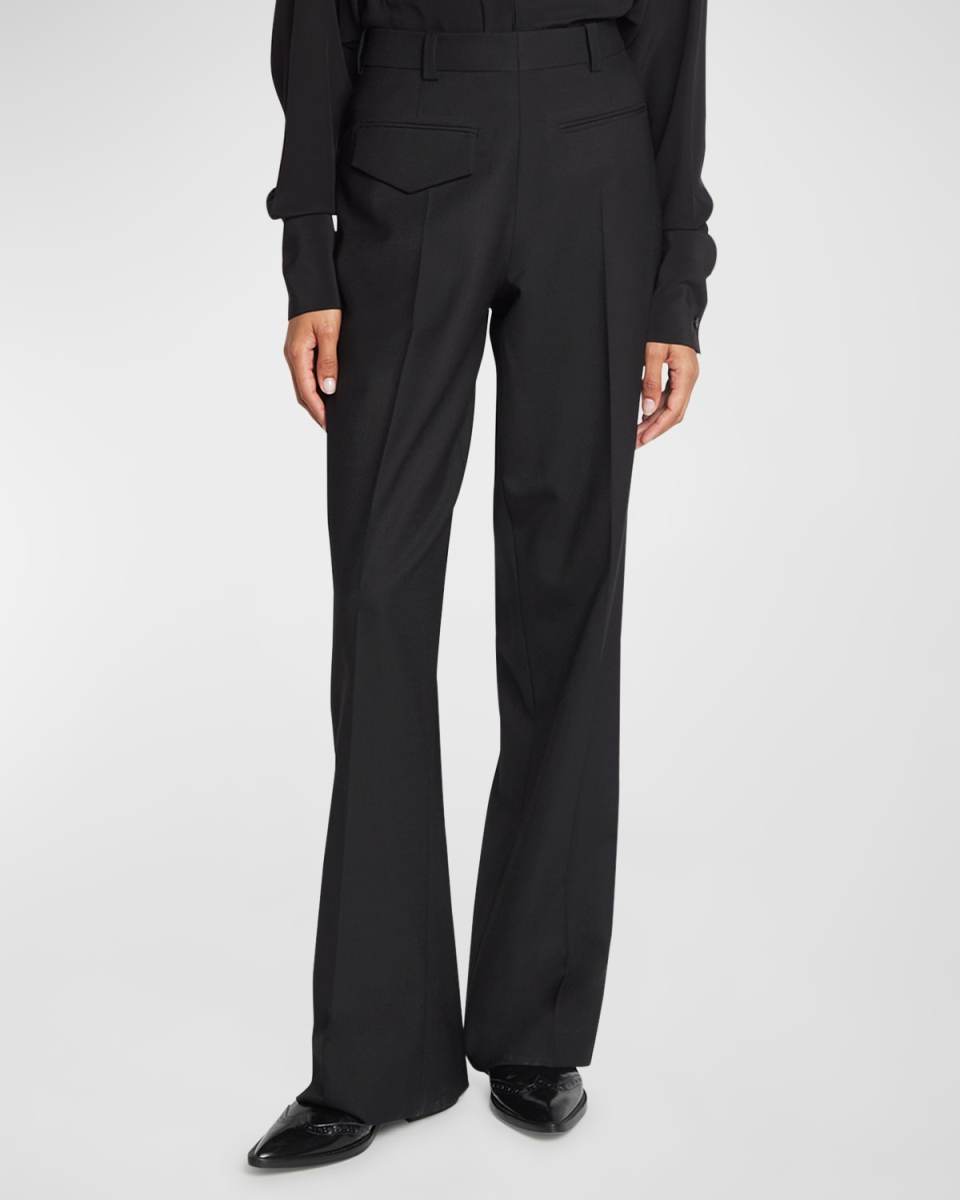Reverse Front Pintuck Wool Trousers
