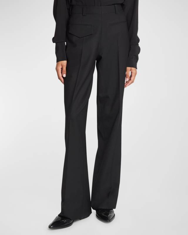 Reverse Front Pintuck Wool Trousers