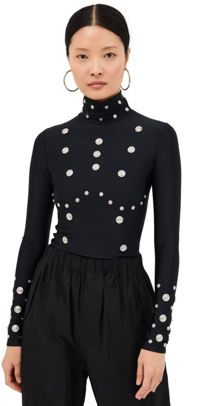 Coperni Snaps Turtleneck Top Black