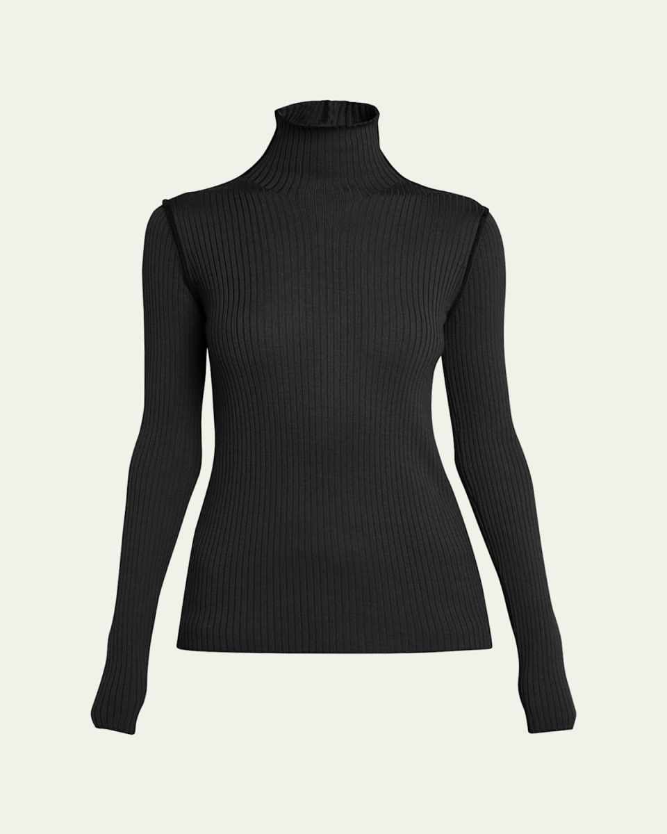 Extra Fine Wool Ribbed Turtleneck Sweater