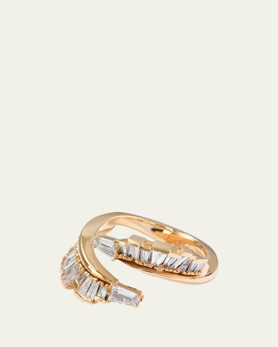 Ruched Open Coil Ring with Diamond Tips and 20K Recycled Rose Gold