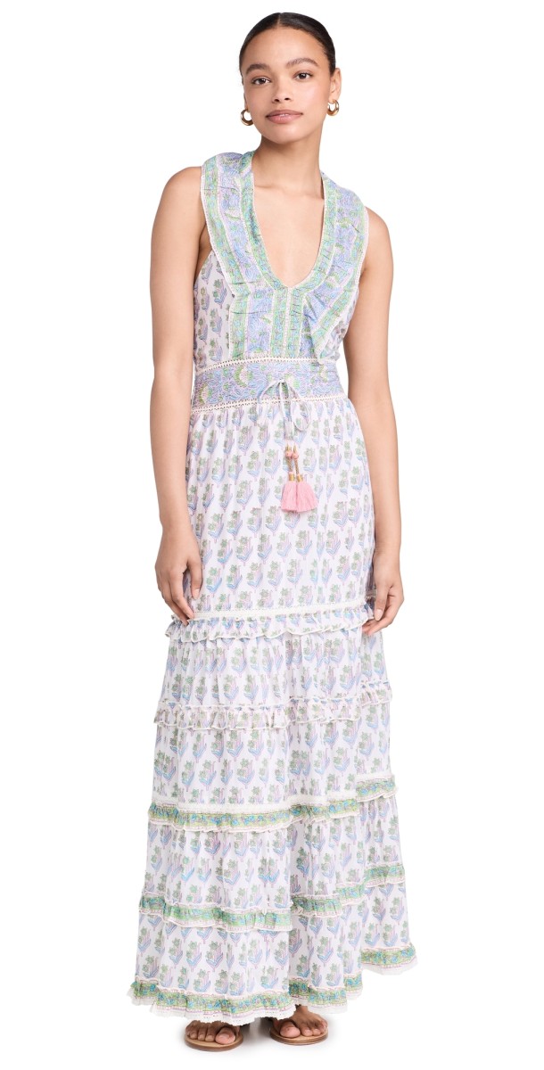 Bell Harper Maxi Dress Green Turquoise Print