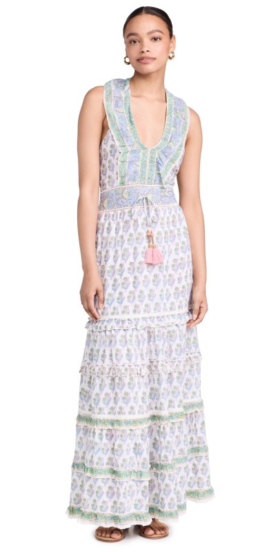 Bell Harper Maxi Dress Green Turquoise Print