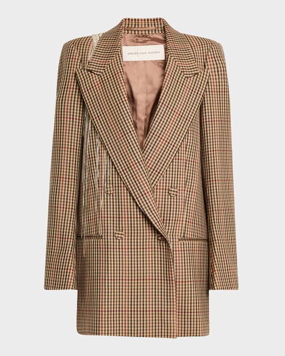 Blink Embellished Check Blazer Jacket