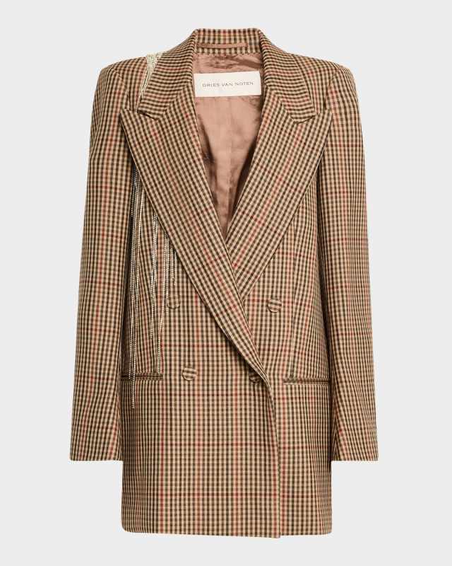 Blink Embellished Check Blazer Jacket